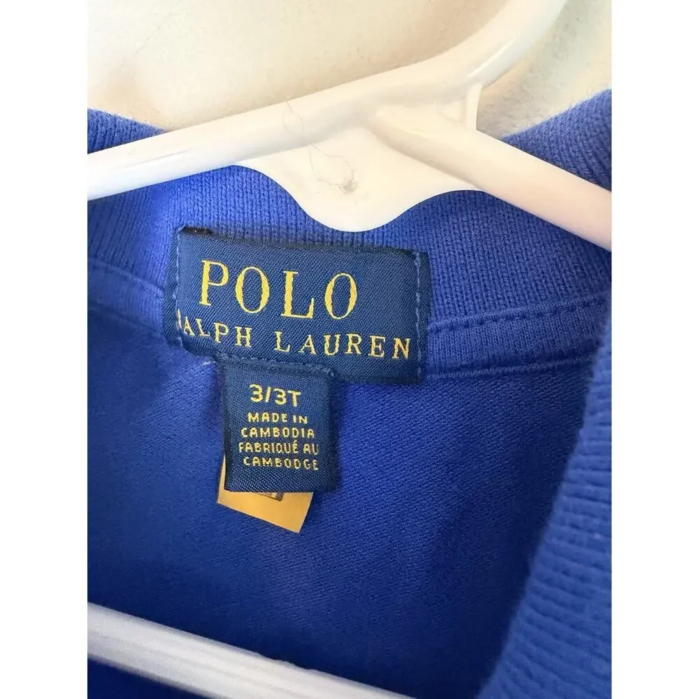 POLO RALPH LAUREN Blue Iris Cotton Sleeveless Polo Dress 3/3T